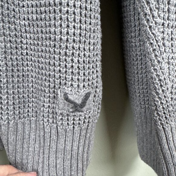 American Eagle Outfitters Gray Sweater Sz XL Waffle Knit Cotton Wool Midweight - Picture 3 of 8